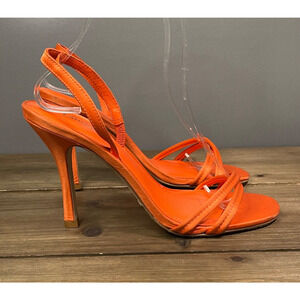 Larroude Fiery Orange Strappy Heels